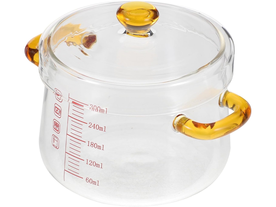 Caçarola De Vidro De 300ml Para Cozinhar Caçarolas, Com Alças Duplas, Resistente Ao Calor Caçarola De Vidro De 300ml Para Cozinhar Caça Gokoco