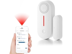 Sensor de Alarme Wifi para Portas e Janelas com Controle Remoto App Tuya e Alerta Sonoro 120db