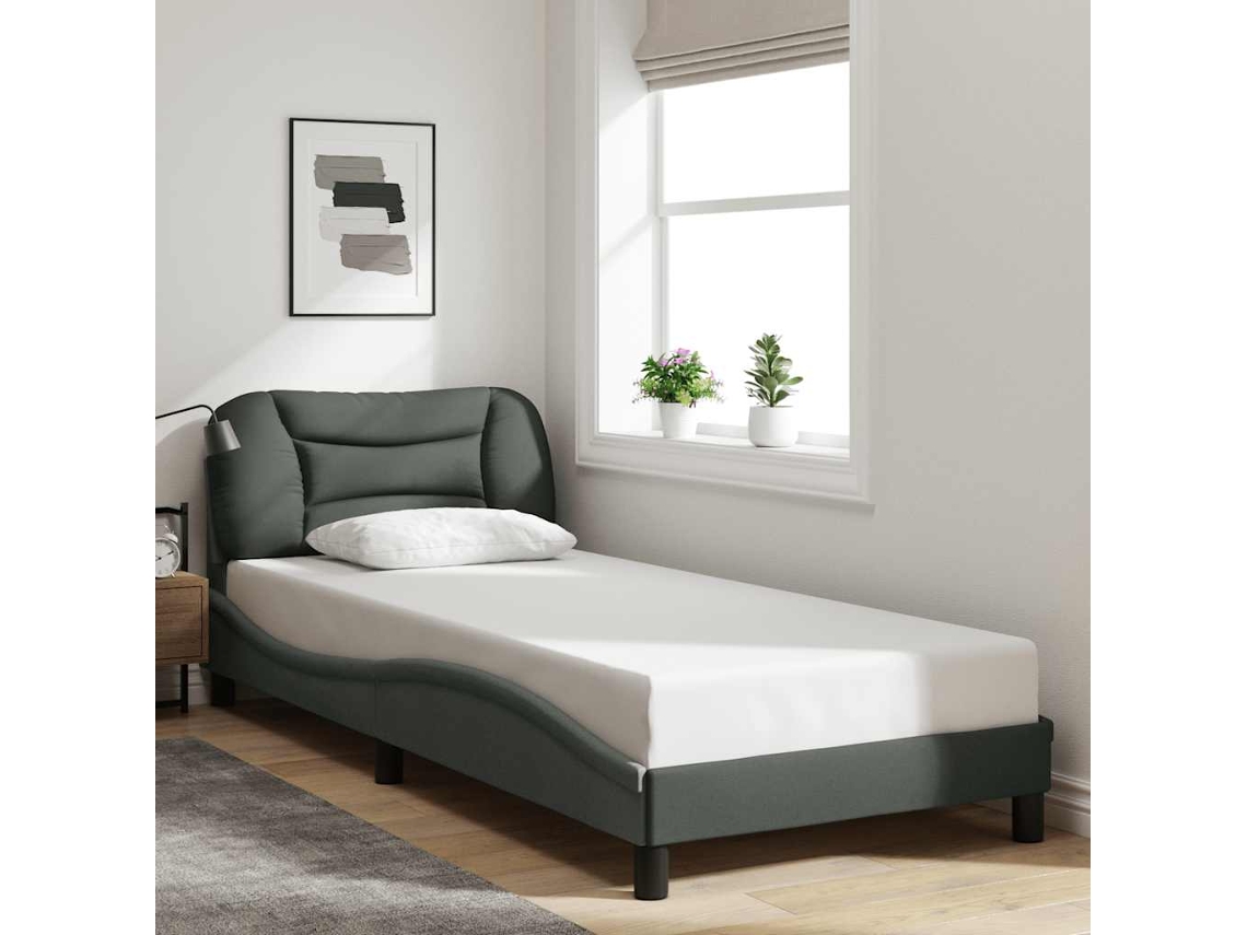 Vidaxl Estrutura De Cama Sem Colchão Hvar 90x200 Cm Tecido Cinzento-escuro