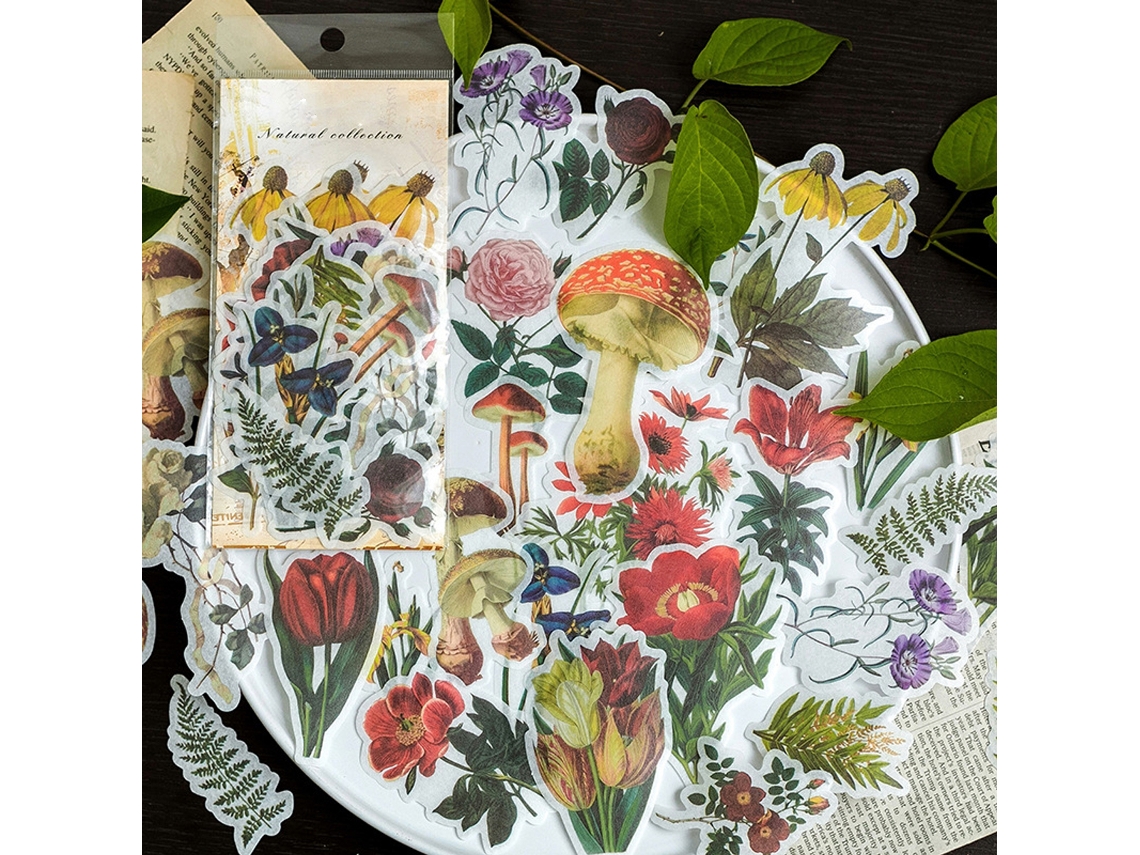 Conjunto de Autocolantes Botânicos 180 Pcs Flores Prensadas para Journaling NEVEANCE