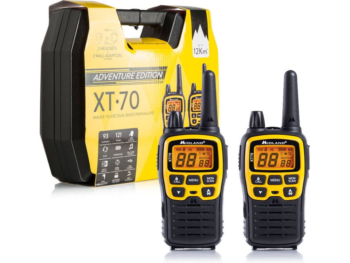 WalkieTalkie MIDLAND XT70 Adventure (93 Canais Até 12 Km Até 12h