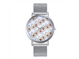 Relógio de Pulso Feminino com Pulseira de Malha de Aço Mostrador Redondo Quartzo Prata