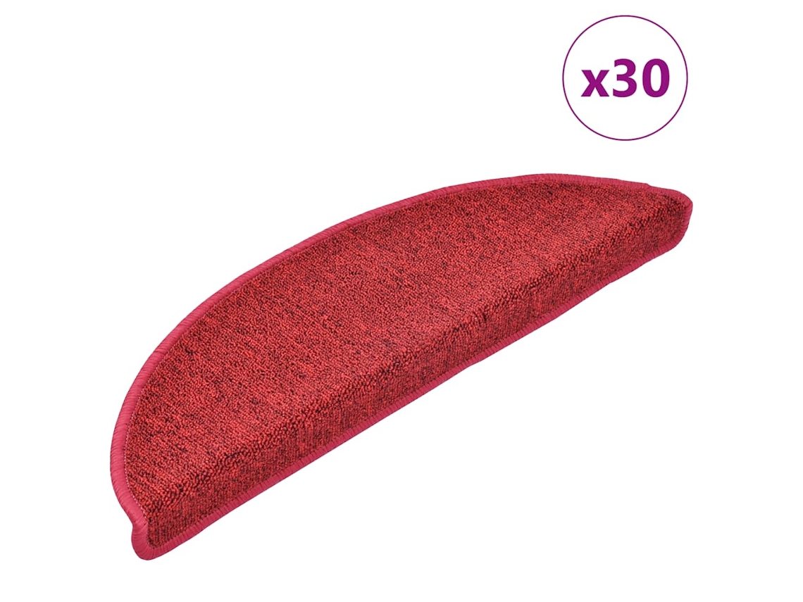 Vidaxl Tapetes De Escada 30 Peças 56x17x3 Cm Vermelhos Semi-redondo