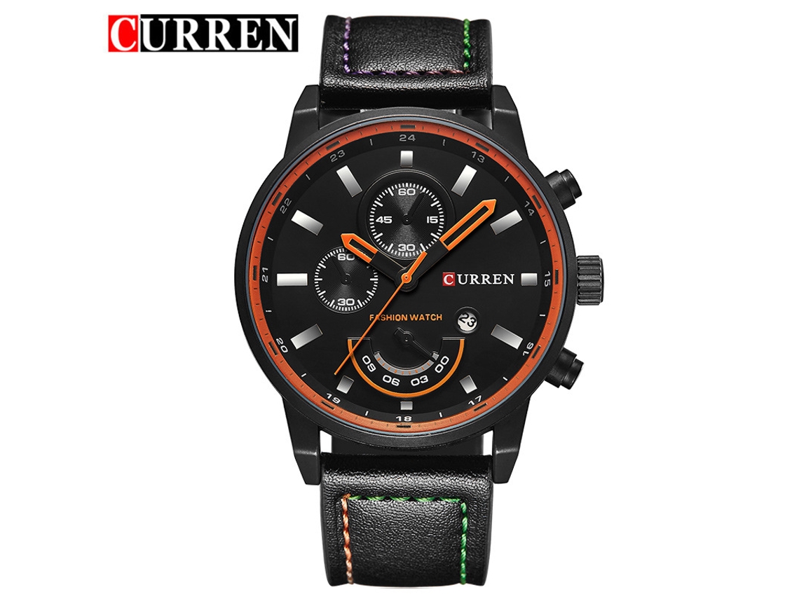 Relógio Masculino Casual MDUG, com pulseira de couro, à prova d'água, multifuncional