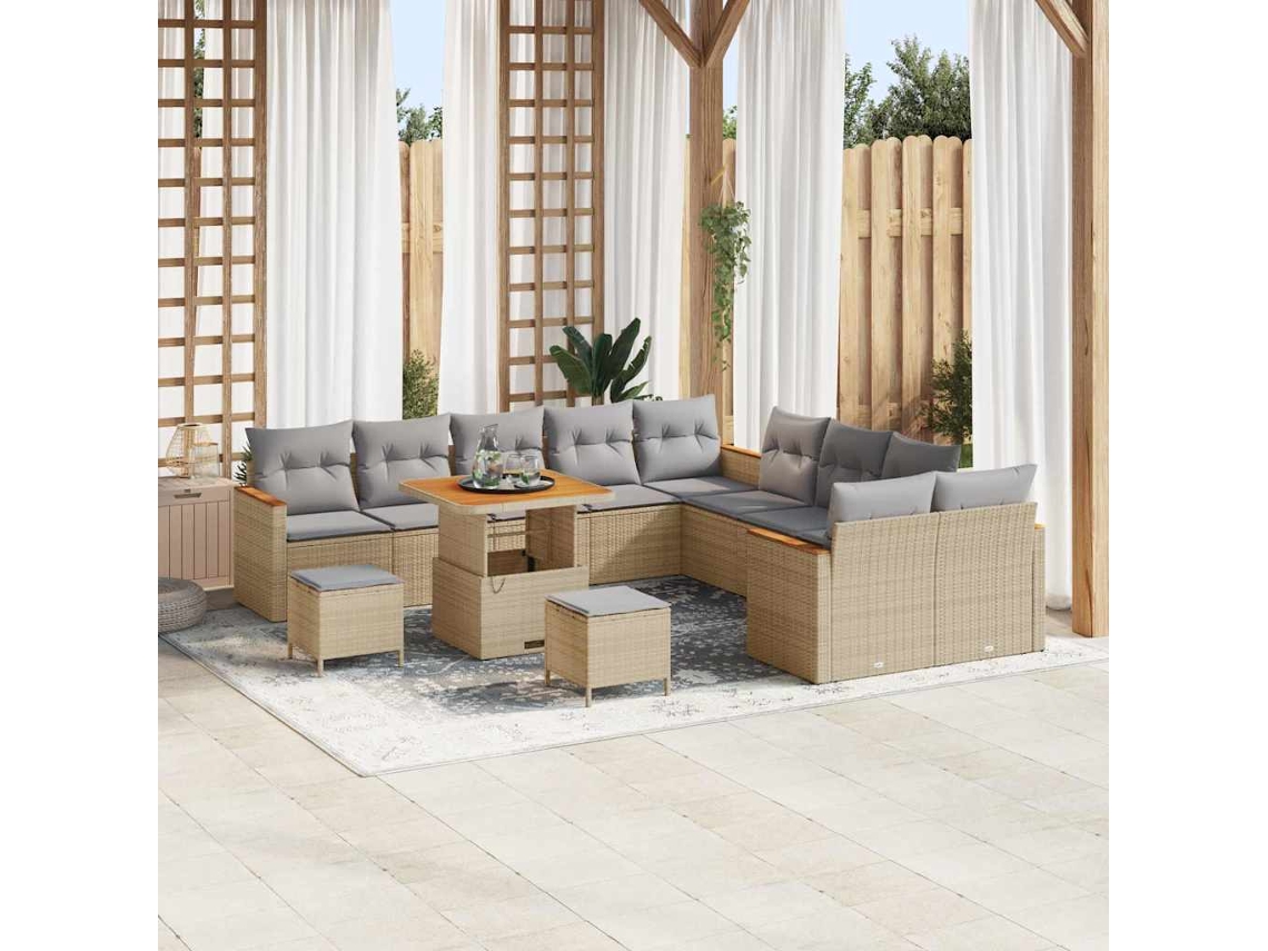 Vidaxl Conjunto De Sofá De Jardim 13 Unid. 12-número De Lugares Bege