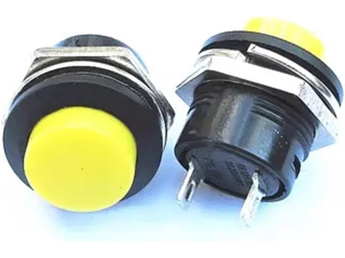 5 Peças Interruptor De Botão Pressão Amarelo Da Série R13-507, 16mm, Com Botão De Reset Circular