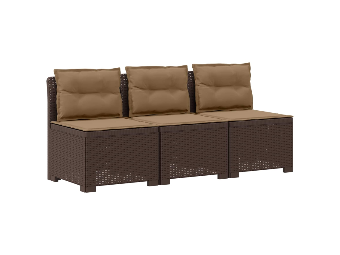 Maison Exclusive - Sofá De Jardim 3 Lugares Com Almofadas Visual Rattan Pp