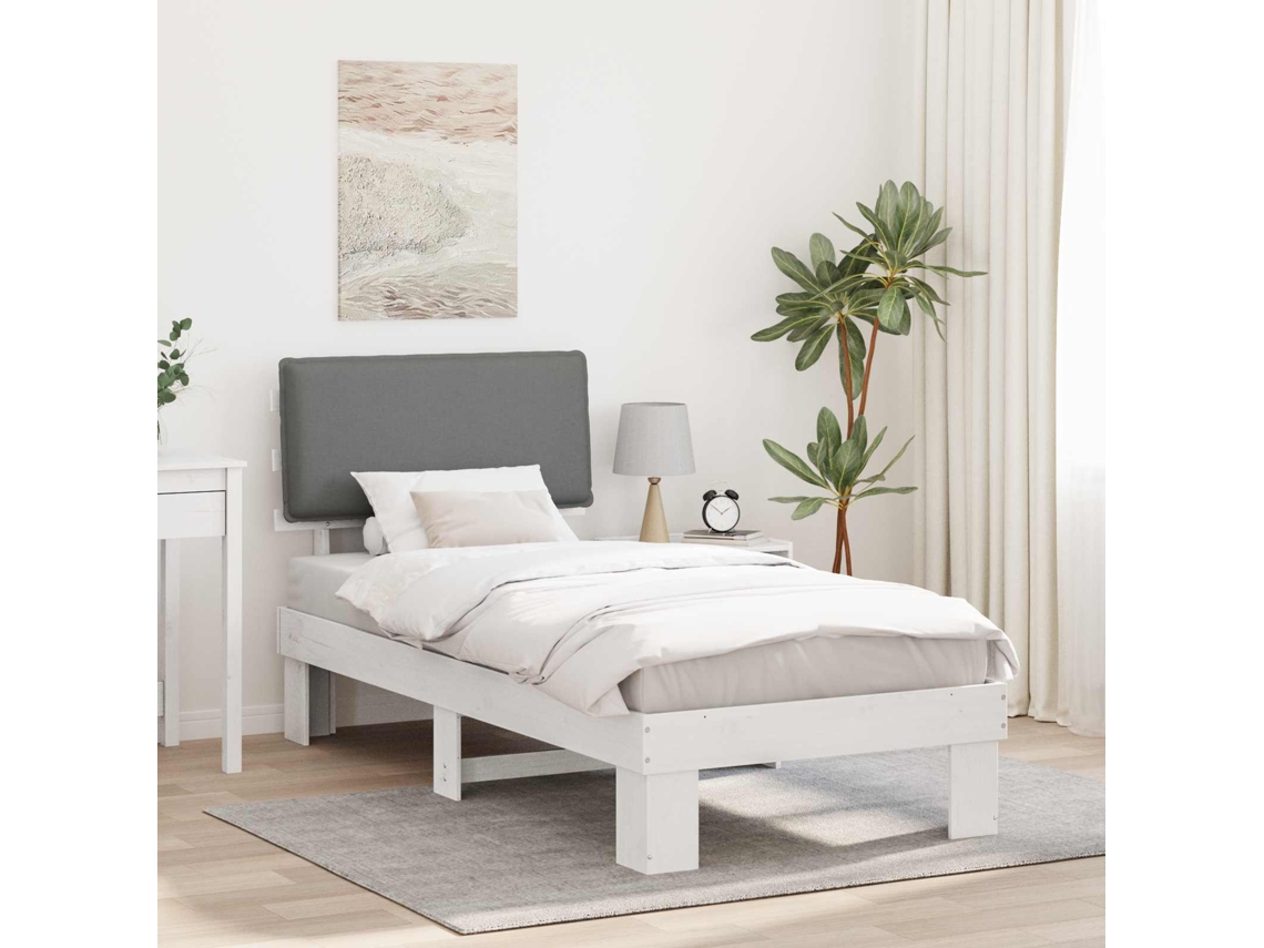 Vidaxl Estrutura De Cama Com Cabeceira Estofada Cinzento-claro