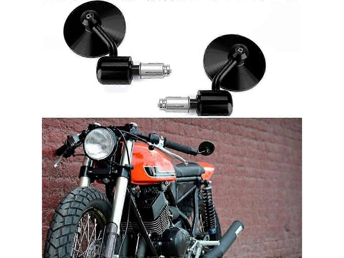 Retrovisor Traseiro Redondo Para Motocicleta, Espelho De Guidão Universal De 7/8 Polegadas Para Moto, Na Cor Preta