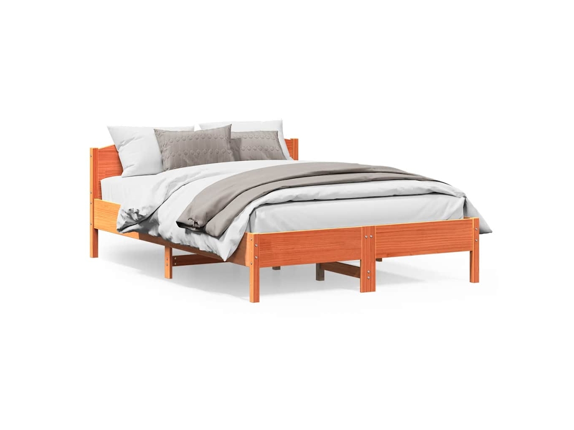 Vidaxl Cama Sem Colchão 120x200 Cm Madeira Pinho Maciça Castanho-mel