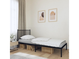Vidaxl Estrutura De Cama Com Cabeceira 90x200 Cm Metal Preto