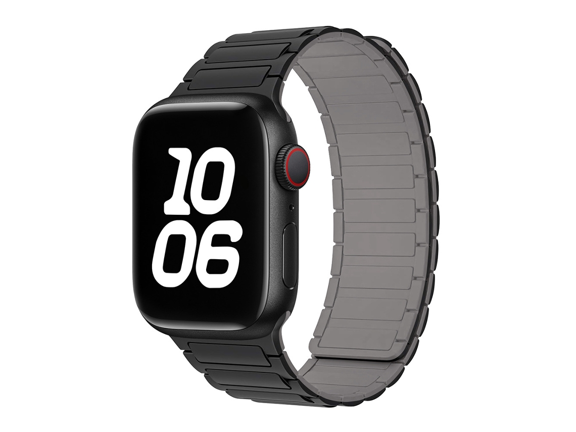 Pulseira Magnética de Silicone Halinuia para Apple Watch Series 1 11/ultra 1 3/se3 , Design Esportivo Respirável. Preto Cinza (38 42 Mm)