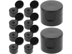 Conjunto De 50 Tampas De Encaixe Para Frascos Cosméticos 24/410, Pretas Brilhantes, Com Superfície Lisa Em Plástico.