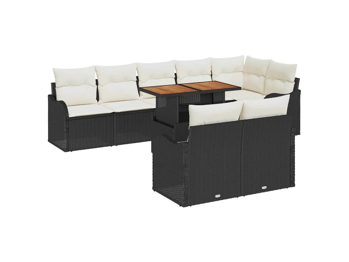 Maison Exclusive - Conjunto De Sofá De Jardim Com Almofada 9 Pcs Preto E Creme