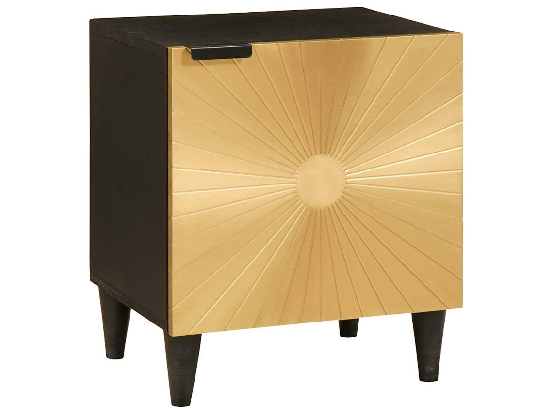 Vidaxl Armário De Cabeceira Preto E Ouro 40 X 33 X 46 Cm
