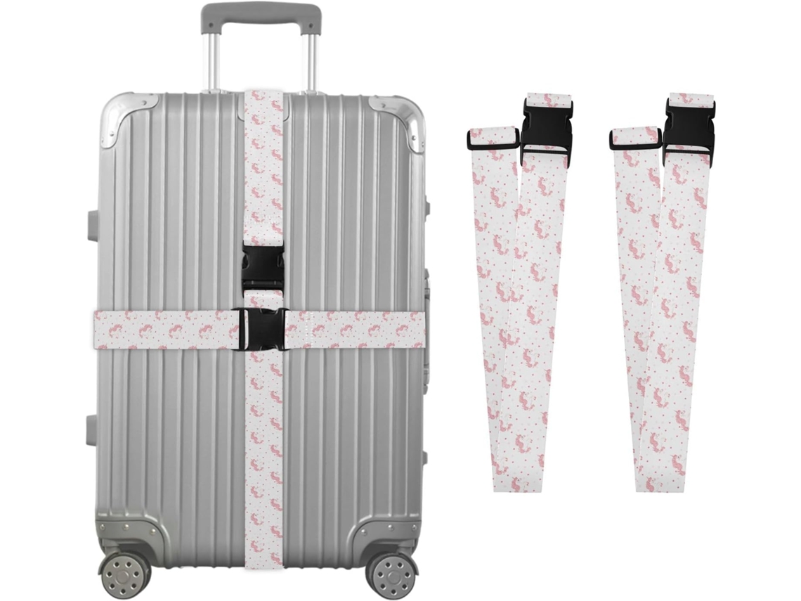 Conjunto De 2 Lindas Alças Bagagem Com Estampa Unicórnio Rosa Para Malas, Alças De Viagem, Acessórios Para Cintos