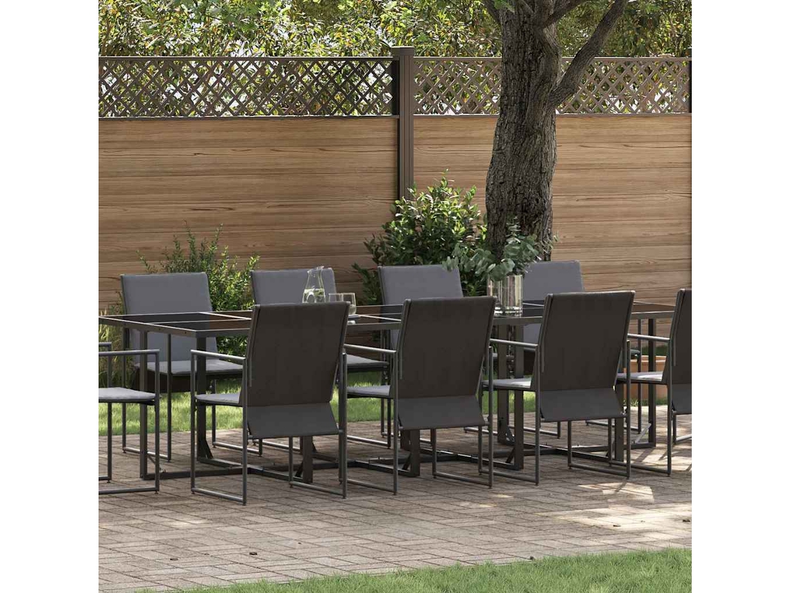 Vidaxl Conjunto De Jantar Para Jardim 11 Unid. Preto Aço