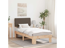 Vidaxl Estrutura De Cama Com Cabeceira Estofada Cinzento-acastanhado