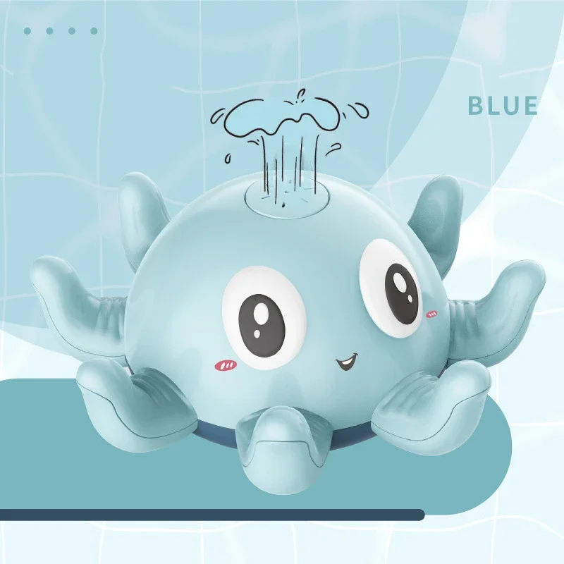 Brinquedo de Banho para Bebê, Brinquedo para Chuveiro com Jato de Água MDUG (polvo Azul)