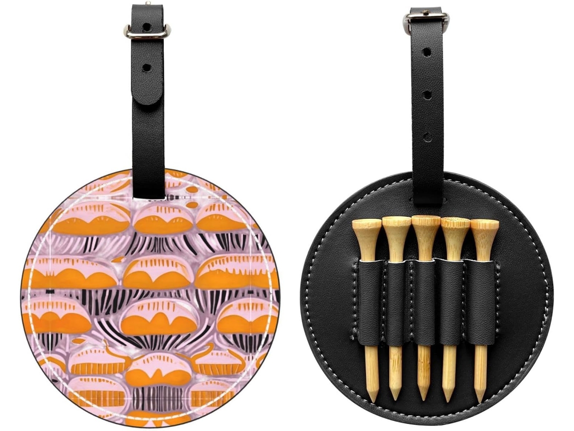 Bolsa Preta para Tees de Golfe com Estampa Abstrata, Fácil de Transportar e Mais Eficiente para Jogar Golfe.