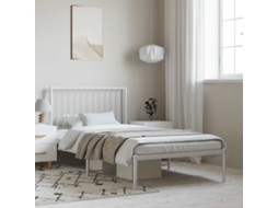 Vidaxl Estrutura De Cama Com Cabeceira 100x190 Cm Metal Branco