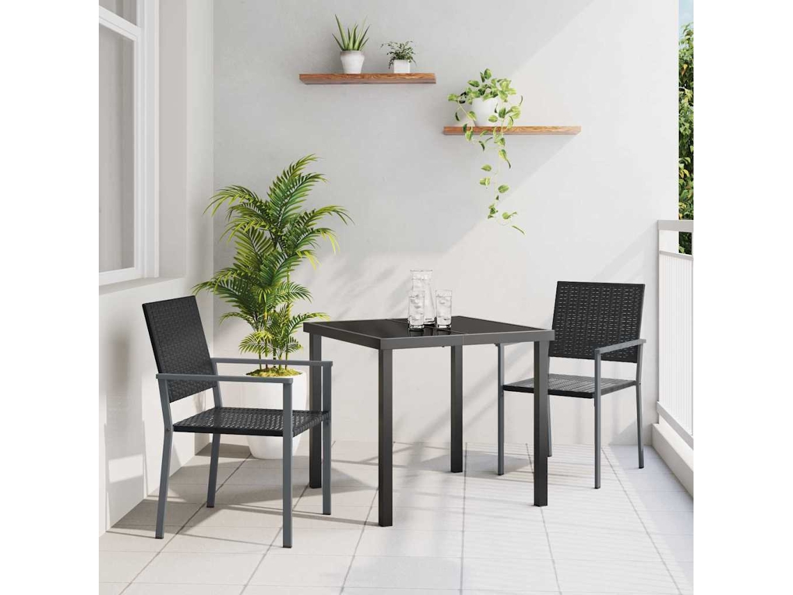 Vidaxl Conjunto De Jantar Para Jardim 3 Unid. Preto Rattan De Pe