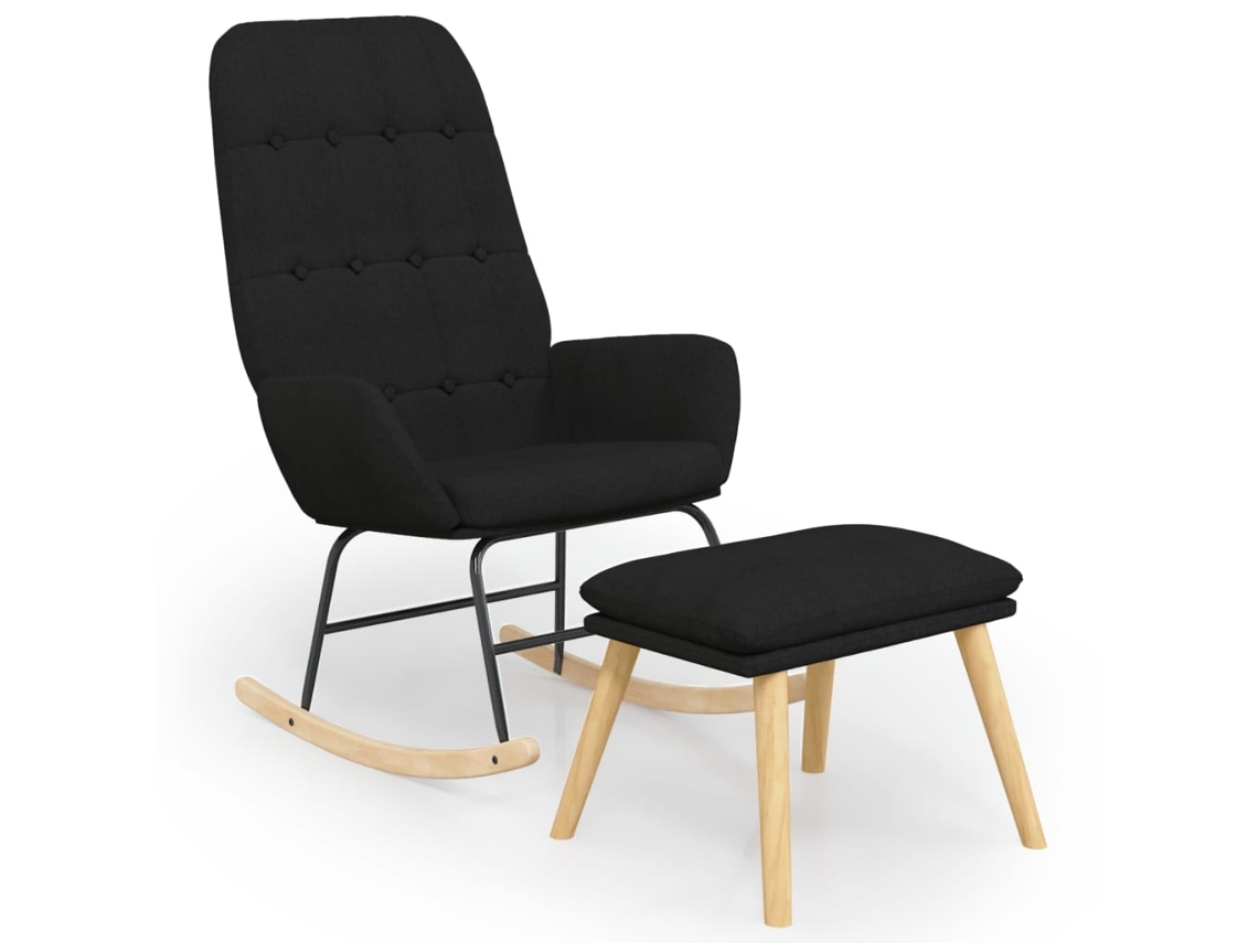 Cadeira de baloiço com apoio de pés para os pés VIDAXL Preto Tecido (70x79x101 cm)