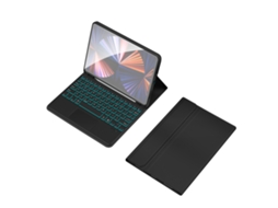 Teclado Sem Fio Bt Com Iluminação Traseira E Case De Couro Pu Para Ipad Air2/9.7(2017/2018)/pro9.7