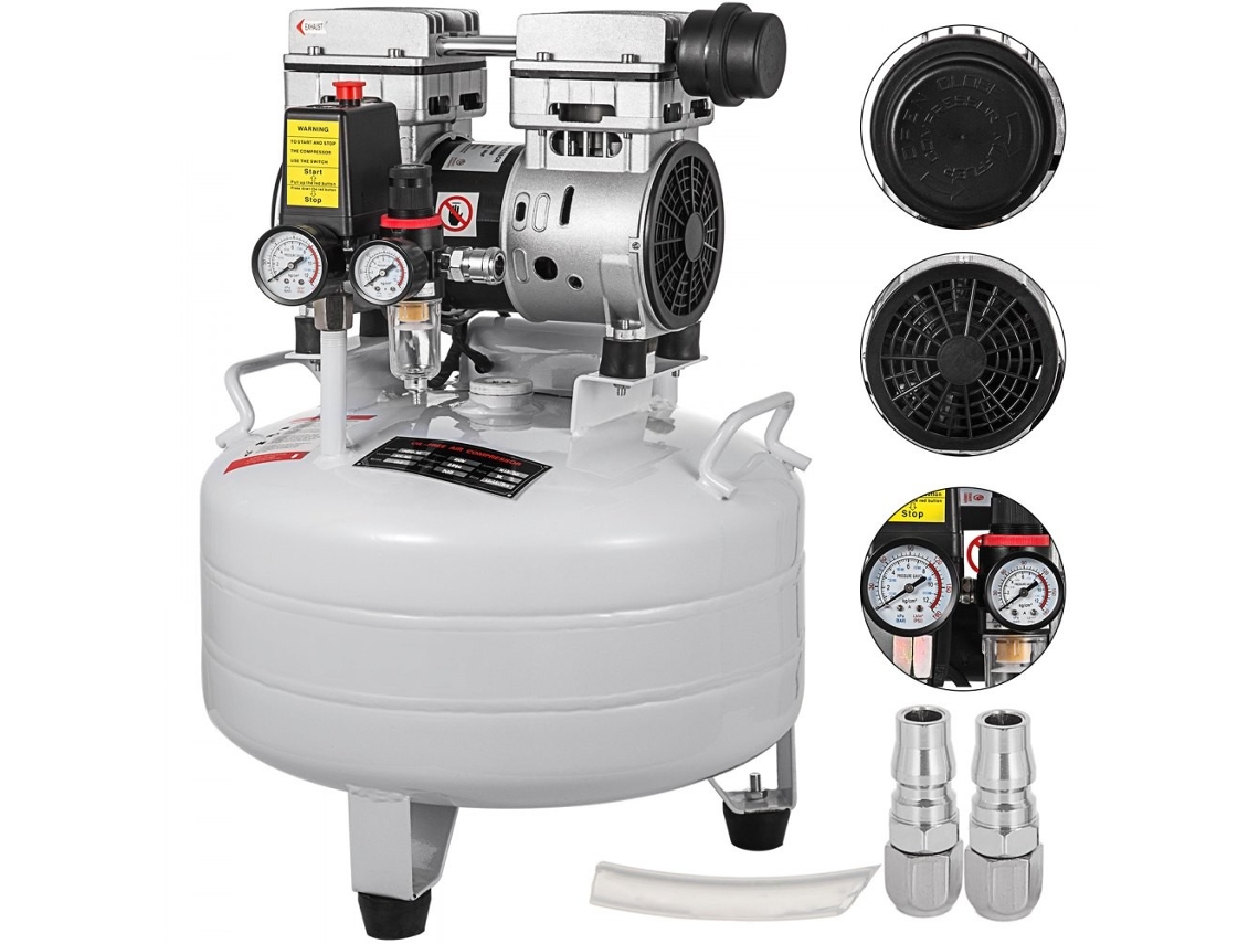 Compressor De Ar 30 L Sem Óleo 850 W Com Motor Silencioso E Pressão Máx. 8 Bar