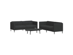Vidaxl 2 Pcs Conjunto De Sofás Tecido Preto