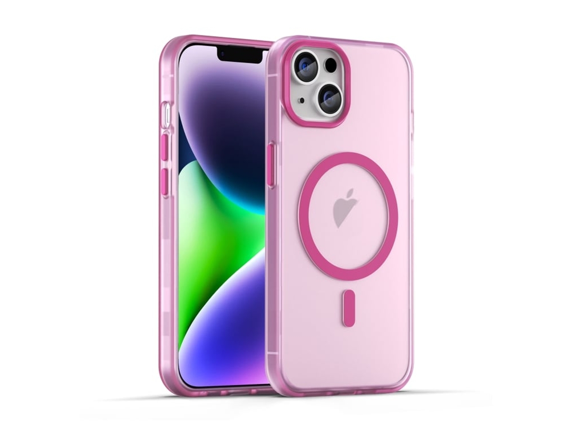 Capa Híbrida Translúcida Para Iphone 14 - Tpu E Pc Com Magsafe | Fosca - Rosa
