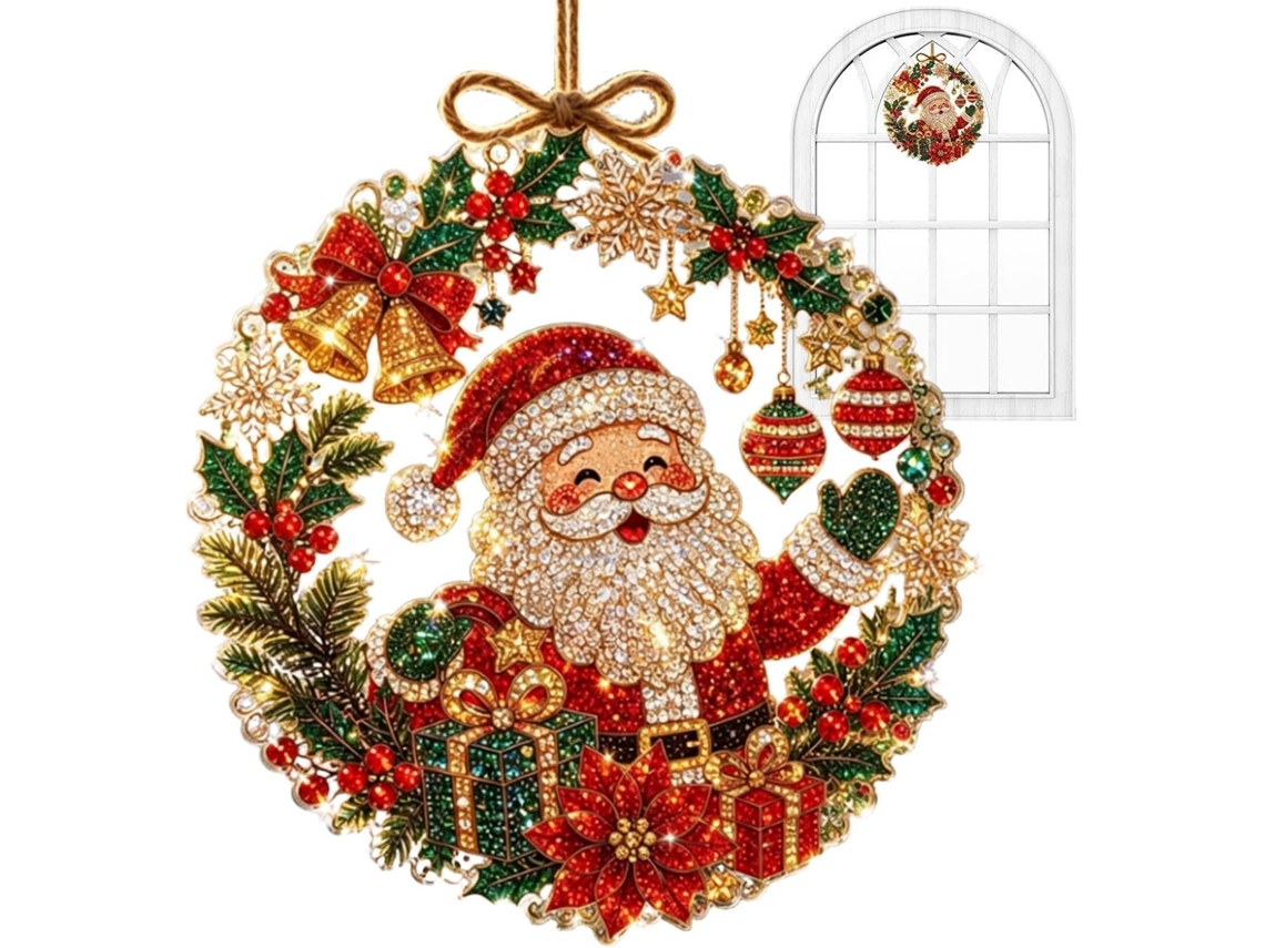 Enfeite De Natal Com Contas Para Janela, Ideal Para Decoração De Casa