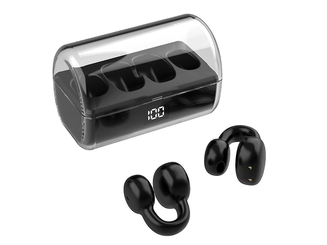 Fones De Ouvido Sem Fio Com Clipe Para Orelha, Display Digital Led, Bluetooth, Compatível Com Smartphones, Fone De Ouvido Preto Para Música Ly Ebike