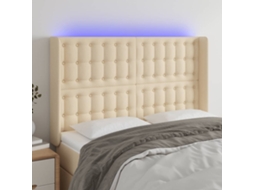 Vidaxl Cabeceira Cama C/ Luzes Led Tecido 147x16x118/128 Cm Cor Creme