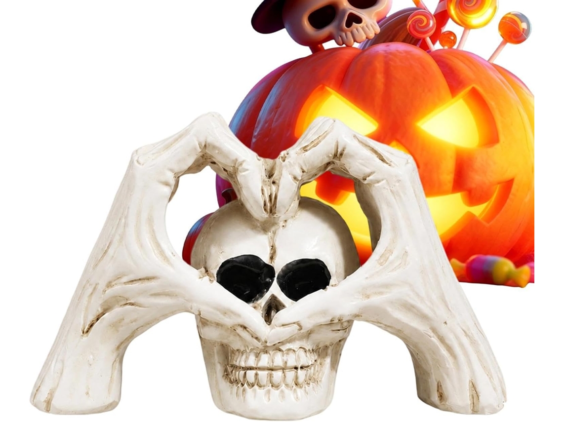 Decorações de Halloween: Caveira, Esqueleto, Cabeça, Mão, Coração, Estatueta Gótica |