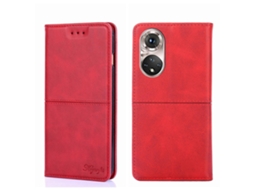 Capa De Celular For Honor 50 Pro Com Textura De Vaca, Magnética E Com Abertura Horizontal Em Couro.