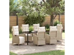 Vidaxl Conjunto De Jantar Para Jardim 7 Unid. Bege Vime Pe