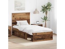 Vidaxl Estrutura da Cama com Cabeceira Madeira Antiga 90 X 200 Cm