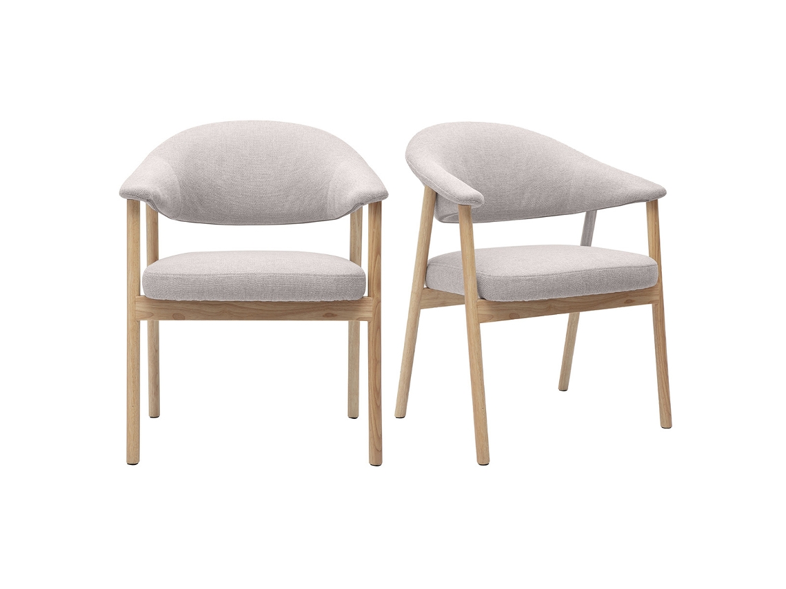 Sillas de Tela Efecto Terciopelo Texturizado Bege e Madera Clara Giulia MILIBOO (paquete de 2)