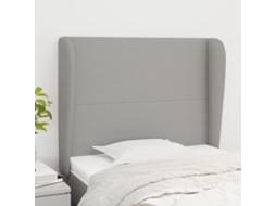 Cabeceira de cama c/ abas tecido 93x23x118/128cm cinzento-claro