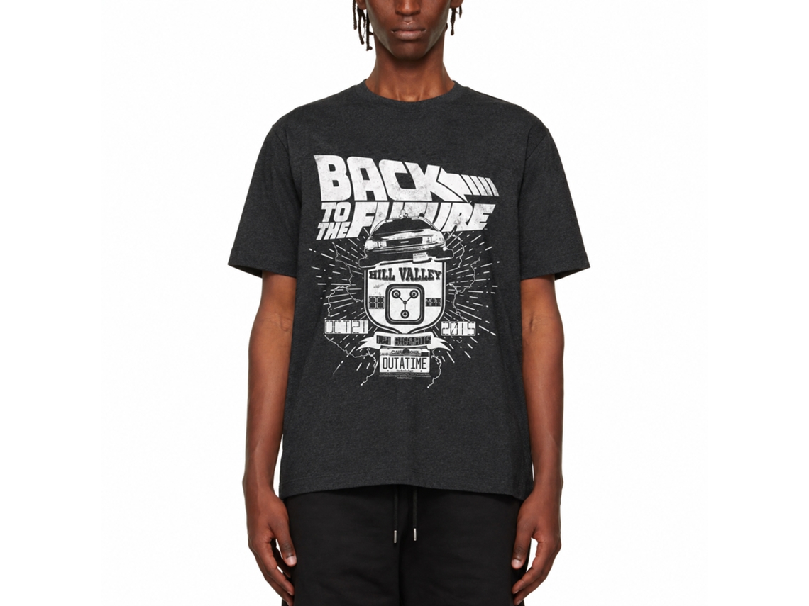 Rockinstone Back To The Future Movie Vintage Car Heather Black Adult T-shirt Size:l