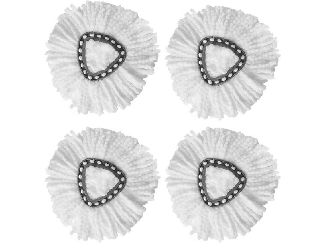 Spin Mop Vervangingshoofd - Set De Microfibra Para Substituição - 4 Unidades Para Limpeza Fácil - Branco - Ideal Para Uso Doméstico - ...
