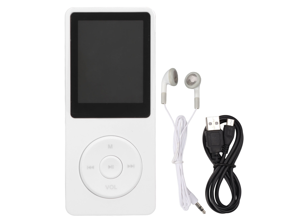 Reprodutor Mp3 Com Tela De 1.8 Polegadas Cartão De Memória 64gb Portátil Multifuncional Branco