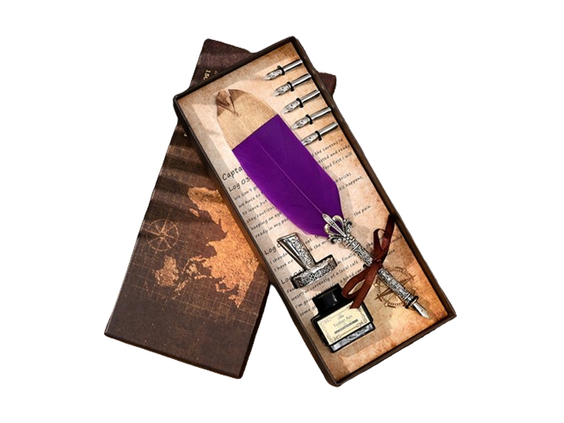Caneta Tinteiro com Design de Engrenagem Mecânica, Pena de Ganso Natural Exclusiva para Conjunto de Tinta, para Caligrafia Artística AQUAFORGE