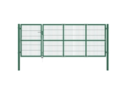 Vidaxl Portão De Jardim Com Postes 350x120 Cm Aço Verde.