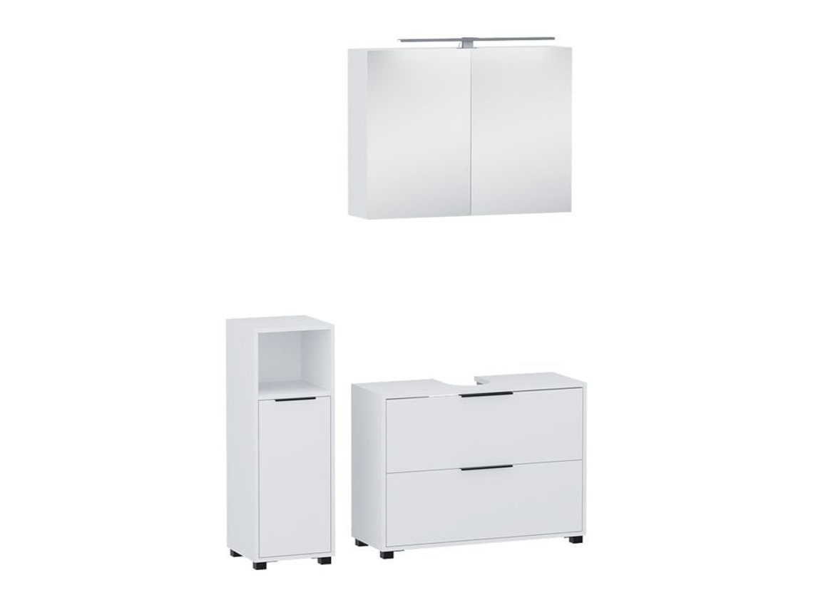 Conjunto Mobiliário Casa de Banho Alina Branco 3 Peças com Espelho Led VICCO