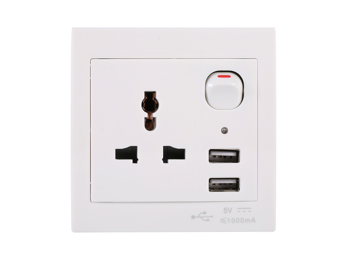Tomada de parede USB com três pinos EOOCOO