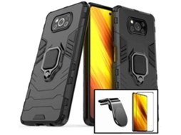 Kit Capa, Película de Vidro Temperado e Suporte Xiaomi Poco X3 NFC Full Cover Preto