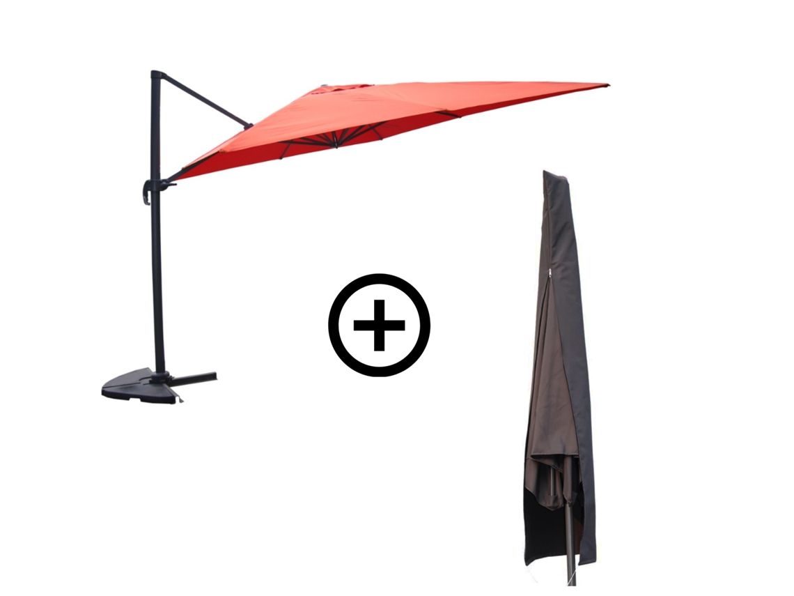 Cesare Feixe De Guarda Sol Retangular 3x4m Cantilever Rotativo Terracota Alumínio Tampa Concept U
