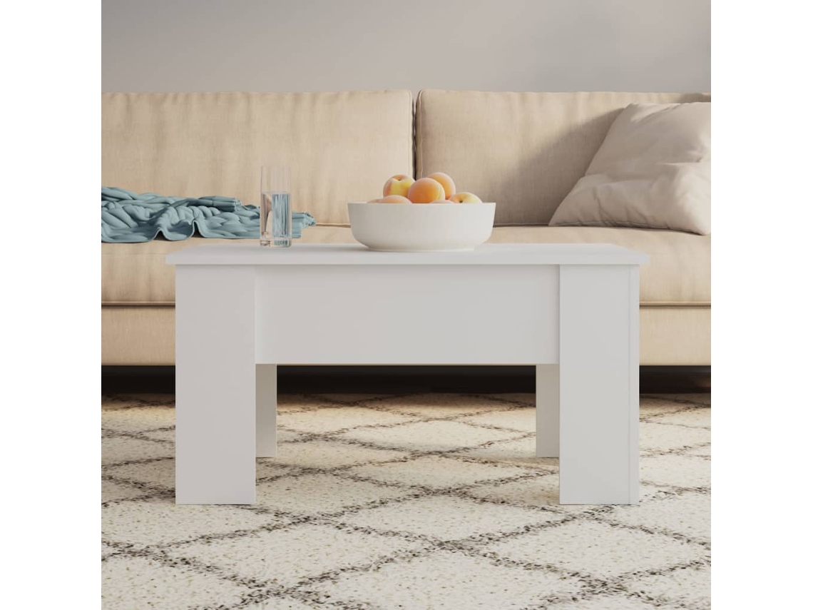 Mesa de Centro Apoio 79X49X41 Cm Madeira Processada Branco